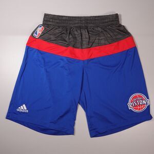 Adidas Detroit Pistons NBA TEAM ISSUED Blue gray shorts Men's Large +2 Length